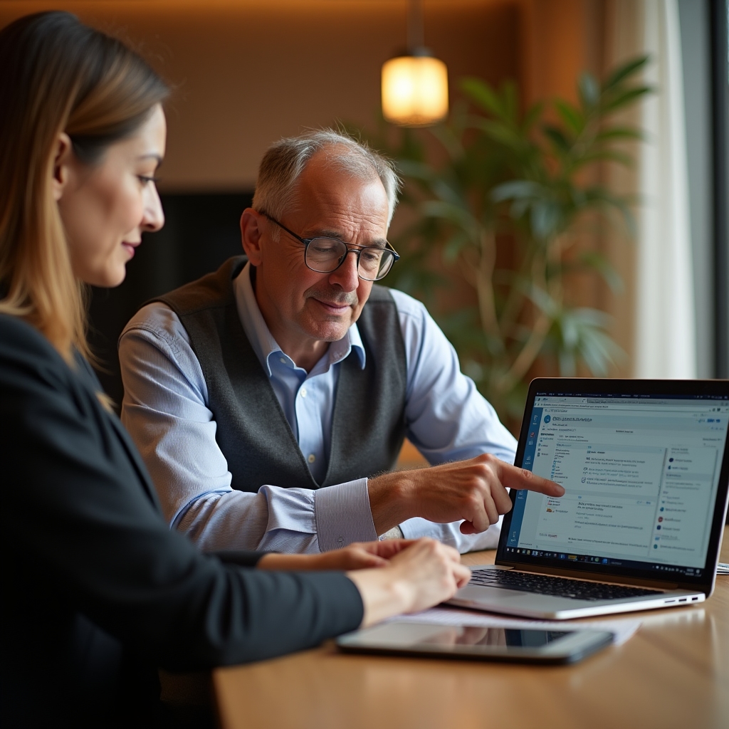 Piccolo team di professionisti che lavora su computer in ufficio moderno